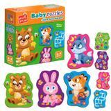 Пазлы картонные с игрой Vladi Toys VT1722-26 Лесные звери, украинский язык, в коробке 114589 фото