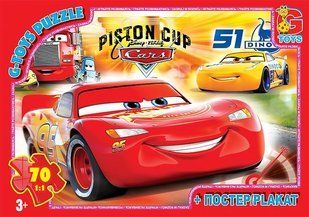 Пазлы G Toys "Тачки" Z 10190 (62), 70 элементов, с постером, в коробке 111677 фото