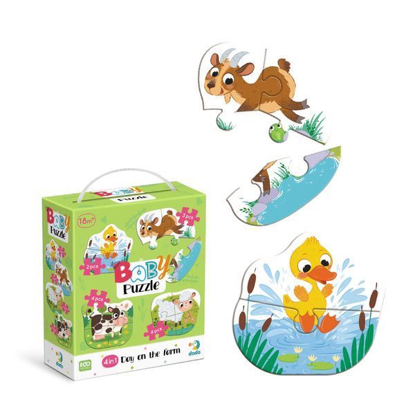 Пазл 4в1 Dodo Baby puzzle День на фермі, в коробці 114591 фото