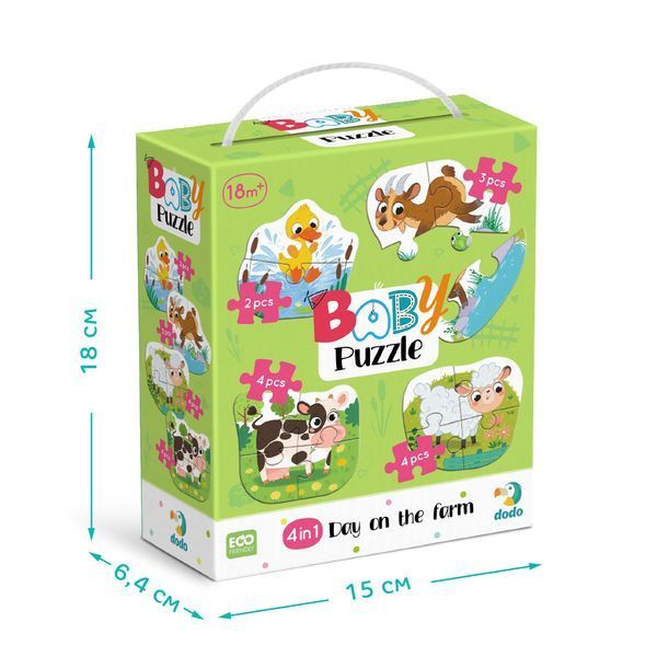 Пазл 4в1 Dodo Baby puzzle День на фермі, в коробці 114591 фото