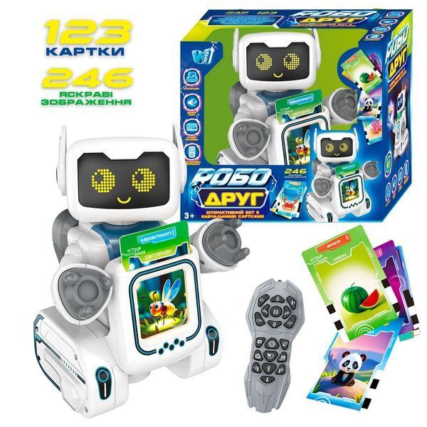 Робот-картридер на радіокеруванні WToys РобоДруг 89610, українською мовою, 123 картки, 246 зображень, казки, пісні, історії, сенсорна кнопка, у коробці 113664 фото