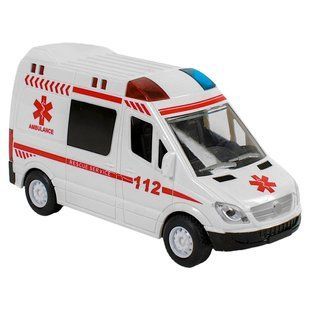 Машинка QS 3004-1 Скорая помощь, свет, звук, инерция, в коробке 113618 фото