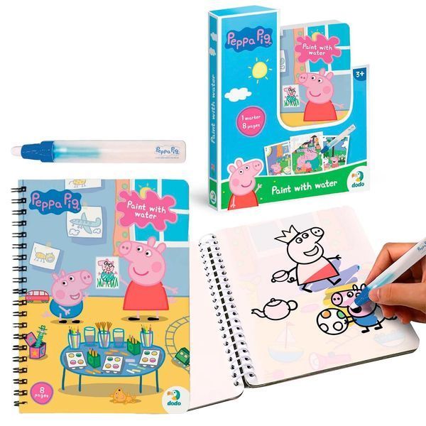 Водна розмальовка DoDo Свинка Пепа (Peppa Pig), 8 сторінок, маркер, в коробці 114350 фото