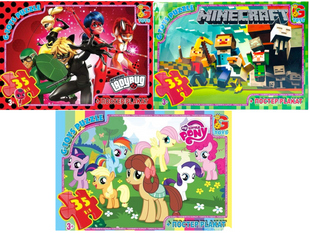 Набор из 3 Пазлов G Toys My little Pony, Леди Баг, MINECRAFT, 35 элементов, с постером, в коробке 113221 фото