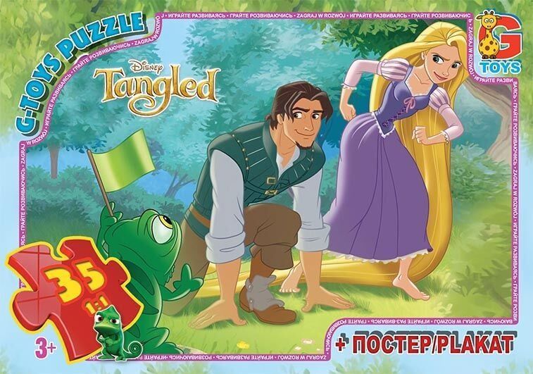 Набір з 3 Пазлів G Toys Тролі, Рапунцель, Frozen, 35 елементів, з постером, в коробці 113222 фото