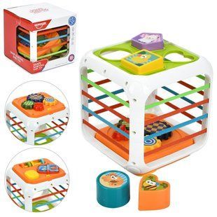 Детская игрушка HE0555 Куб, грани-резинки, фигурки, шестерни, пискавка, подвижные детали, в коробке 114807 фото