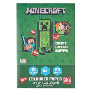Бумага цветная Yes Minecraft, 10 цветов, двусторонняя 114165 фото