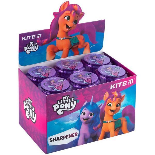 Точилка KITE My Little Pony, одинарная, пластиковая, круглая, с контейнером 114116 фото
