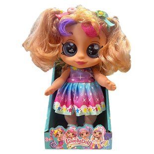 Кукла с большими глазами LovellyDoll 211 A1, высота 22 см, веселая песенка, резиновая голова и конечности, съемная одежда, аксессуары, в коробке 113930 фото