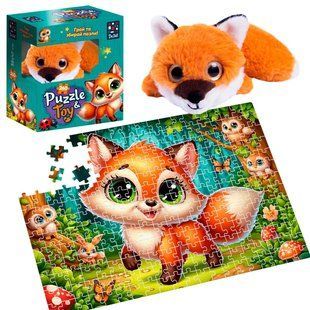 Пазлы Vladi Toys Лисенок DT200-12, 260 деталей, мягкая игрушка, постер, в коробке 114417 фото