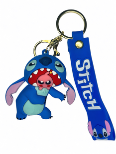 Брелок Stitch C 70559 (1) Стич, резиновая фигурка героя, силиконовый ремешок, кольцо, карабин, в пакете 113736 фото