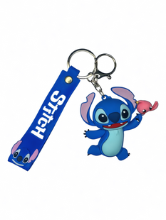 Брелок Stitch C 70559 (2) Стич, резиновая фигурка героя, силиконовый ремешок, кольцо, карабин, в пакете 113737 фото