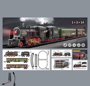 Игровой набор Железная дорога 652 X22 (24/2) парогенерация, подсветка, звук, аккумулятор, дорога 78х154 см, 1 локомотив, 3 вагона, 14 элементов дороги, в коробке 114617 фото