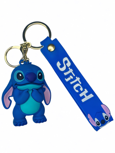 Брелок Stitch C 70559 (3) Стич, резиновая фигурка героя, силиконовый ремешок, кольцо, карабин, в пакете 113738 фото
