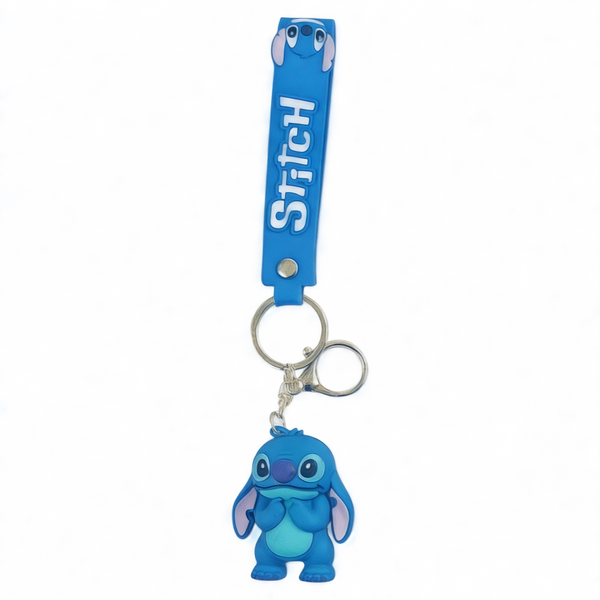 Брелок Stitch C 70559 (3) Стич, резиновая фигурка героя, силиконовый ремешок, кольцо, карабин, в пакете 113738 фото
