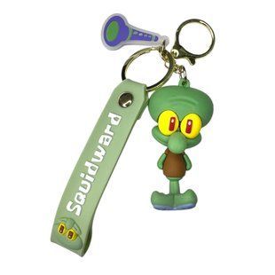 Брелок SpongeBob SquarePants C 68367 Сквидвард, резиновая фигурка героя, силиконовый ремешок, кольцо, карабин, в пакете 113742 фото